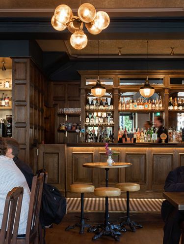 People in a traditional British pub