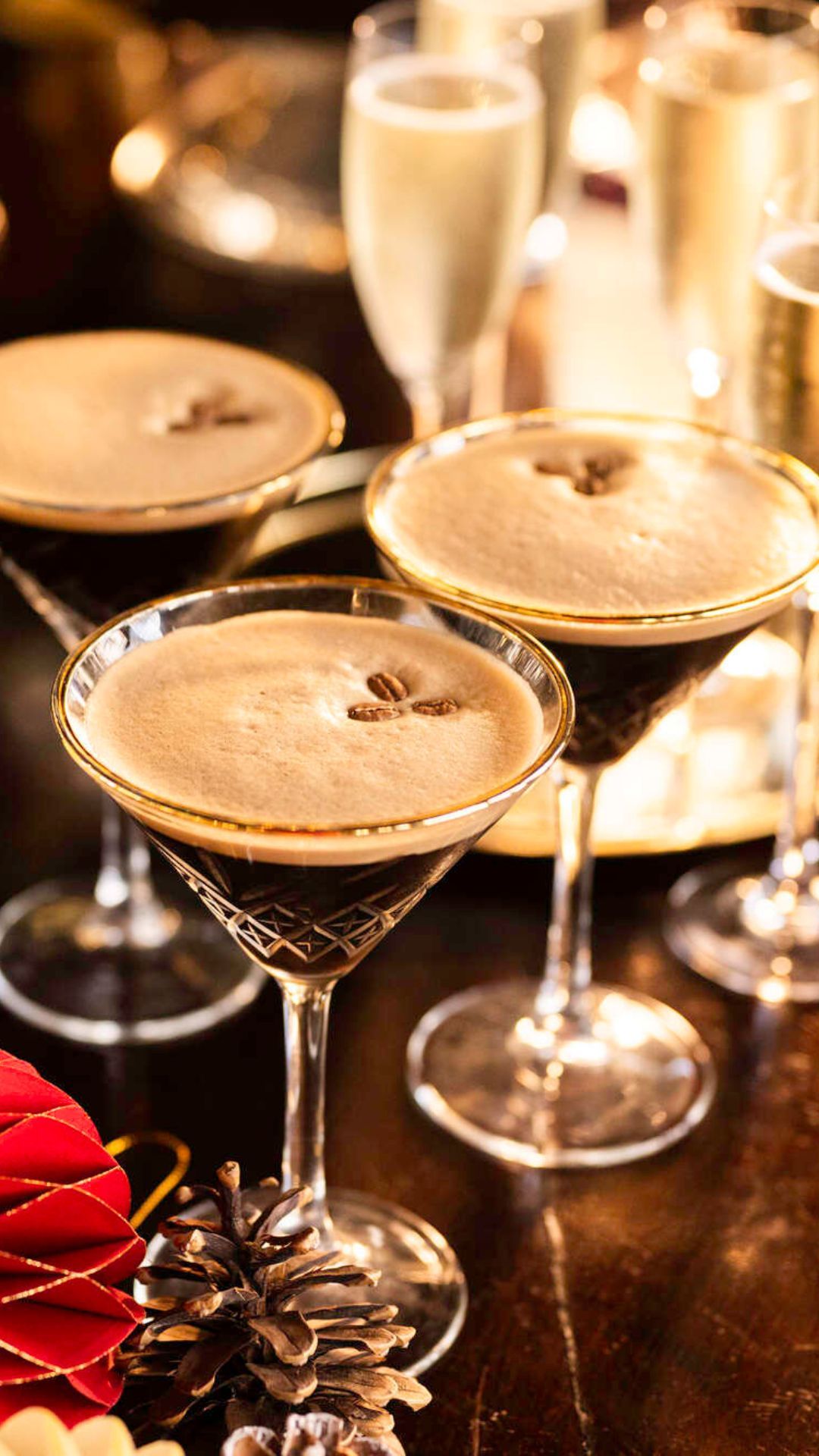 Cocktails and other drinks in a pub