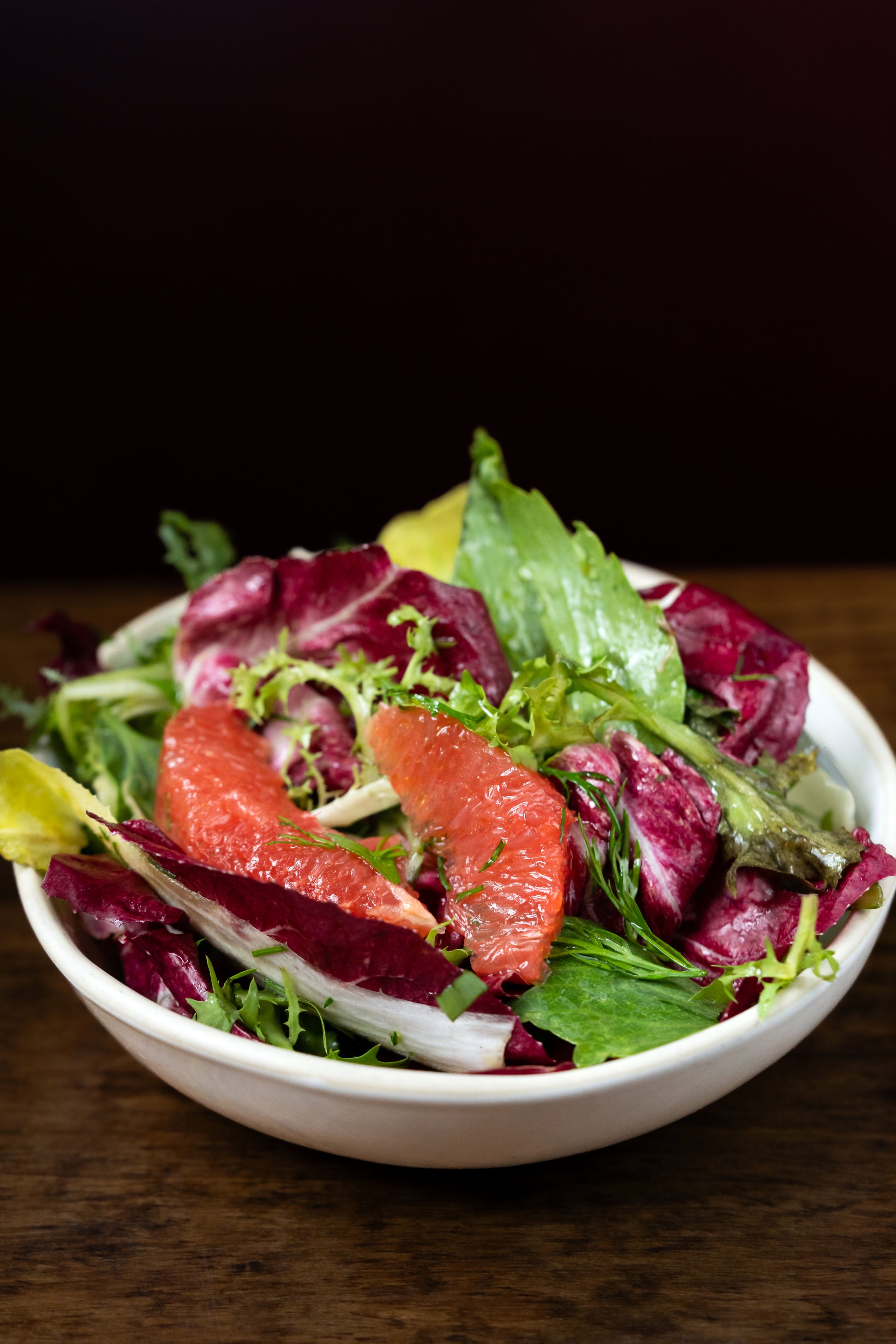 Bitter leaves, blood orange & sweet onions